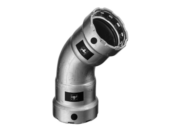 Угол 45° двухраструбный 20 ( 3/4") черная сталь (Megapress) серия 4226